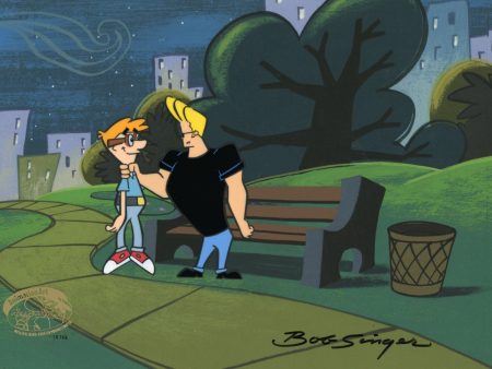 Johnny Bravo Original Production Cel and Matching Drawing signed by Bob Singer on Sale