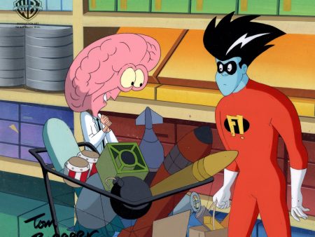 Freakazoid Original Production Cel on Original Production Background Signed by Tom Ruegger: Freakazoid and Lobe Fashion