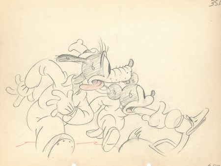 Mickey s Service Station Original Production Drawing Set: Mickey, Goofy, Donald Duck, and Pete For Sale