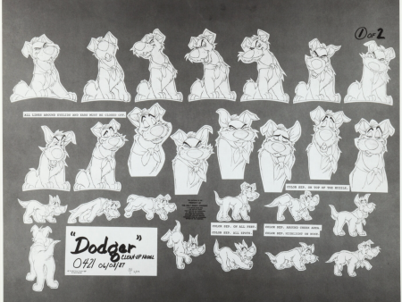 Oliver and Company Original Production Model Sheet: Dodger Online Sale