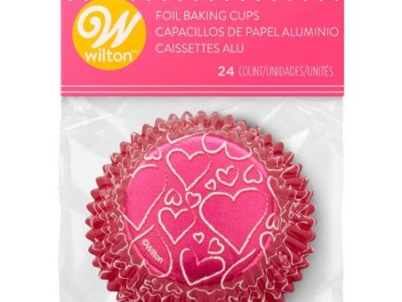 Standard Cupcake Liners - Pink Hearts Valentine s Day Foil Supply