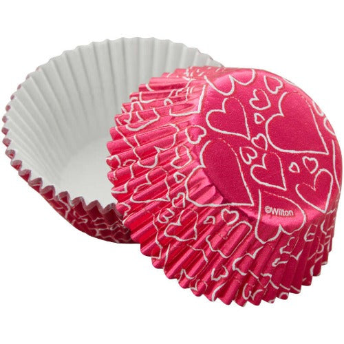 Standard Cupcake Liners - Pink Hearts Valentine s Day Foil Supply